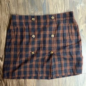 GUC Madewell Plaid Skirt - Charcoal/Brown